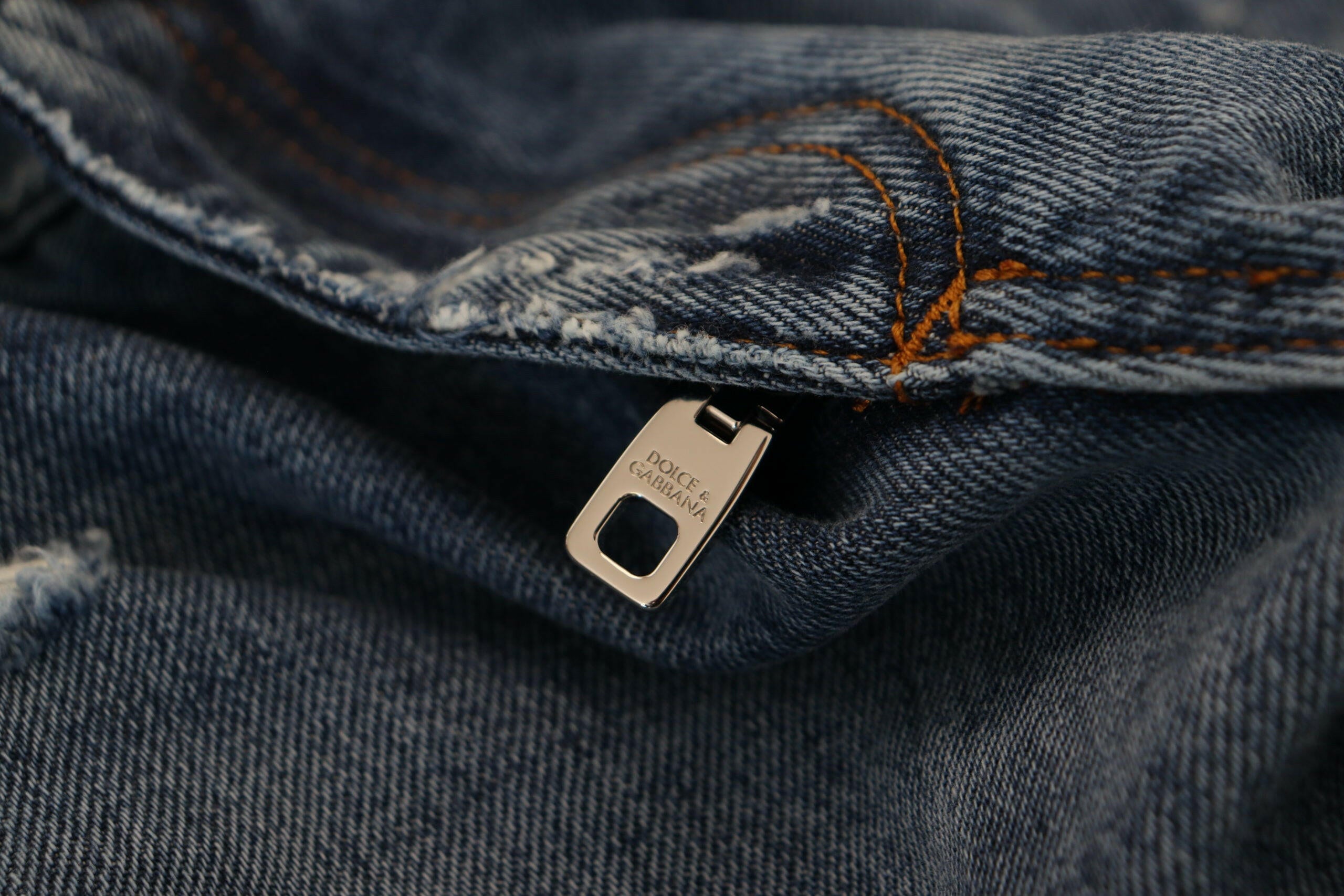 Dolce & Gabbana Blue Cotton Tattered Men Denim Jeans -   -  Dolce & Gabbana. Dolce & Gabbana Blue Cotton Tattered Men Denim Jeans -   -  Dolce & Gabbana.