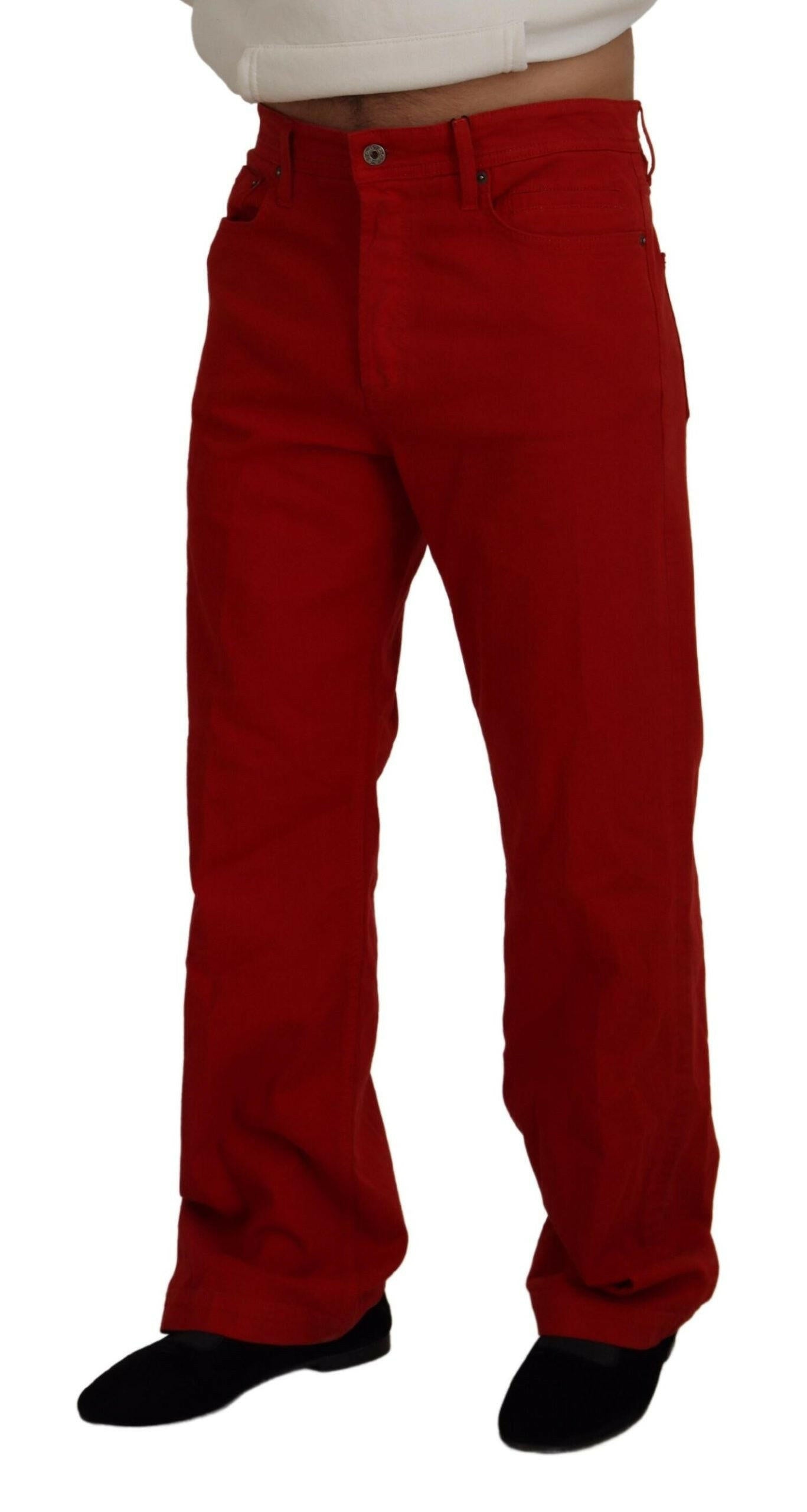 Dolce & Gabbana Red Cotton Straight Fit Men Denim Jeans -   -  Dolce & Gabbana. Dolce & Gabbana Red Cotton Straight Fit Men Denim Jeans -   -  Dolce & Gabbana.