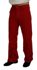 Dolce & Gabbana Red Cotton Straight Fit Men Denim Jeans -   -  Dolce & Gabbana.