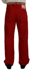 Dolce & Gabbana Red Cotton Straight Fit Men Denim Jeans -   -  Dolce & Gabbana.