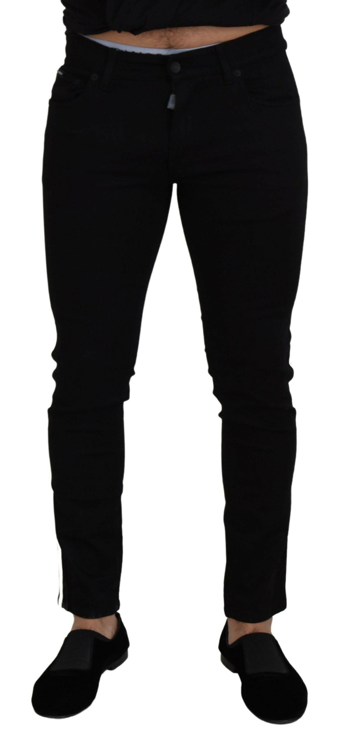 Dolce & Gabbana Black Cotton DG Crown Men Denim Jeans -   -  Dolce & Gabbana.