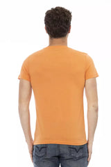 Trussardi Action Orange Cotton Men V-Neck T-Shirt - - Trussardi Action.