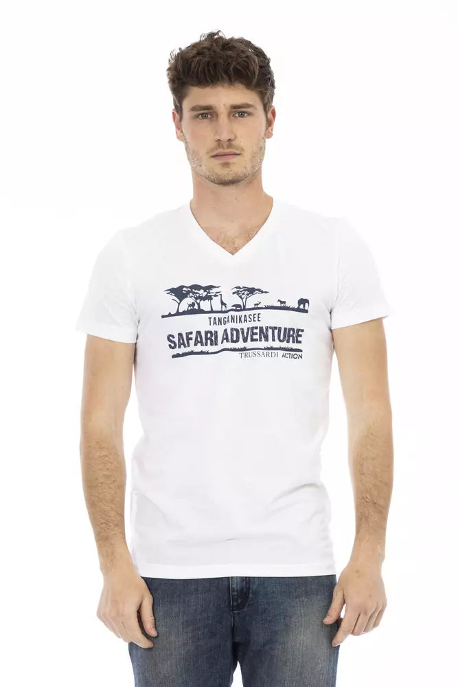 Trussardi Action White Cotton Men T-Shirt - - Trussardi Action.
