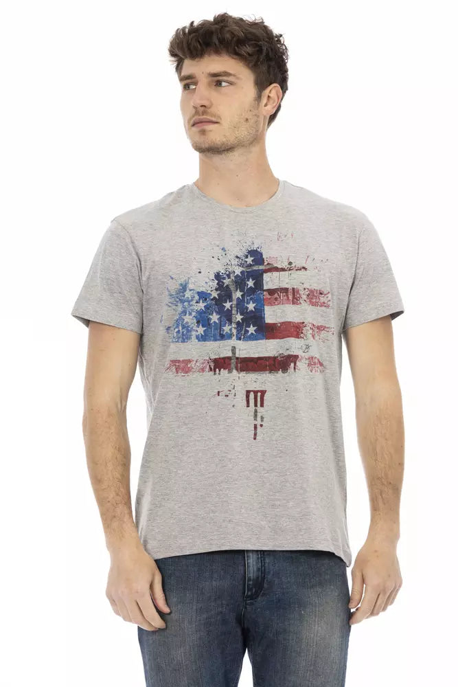 Trussardi Action Gray Cotton Men T-Shirt - - Trussardi Action.