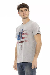 Trussardi Action Gray Cotton Men T-Shirt - - Trussardi Action.