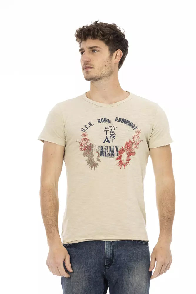 Trussardi Action Beige Cotton Men T-Shirt - - Trussardi Action.