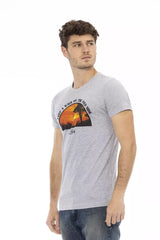 Trussardi Action Gray Cotton Men T-Shirt - - Trussardi Action.