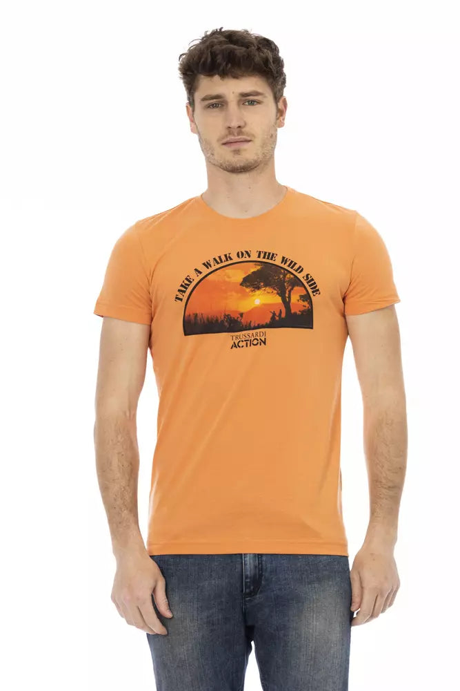 Trussardi Action Orange Cotton Men T-Shirt - - Trussardi Action.