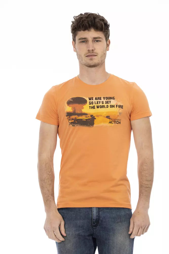 Trussardi Action Orange Cotton Men T-Shirt - - Trussardi Action.