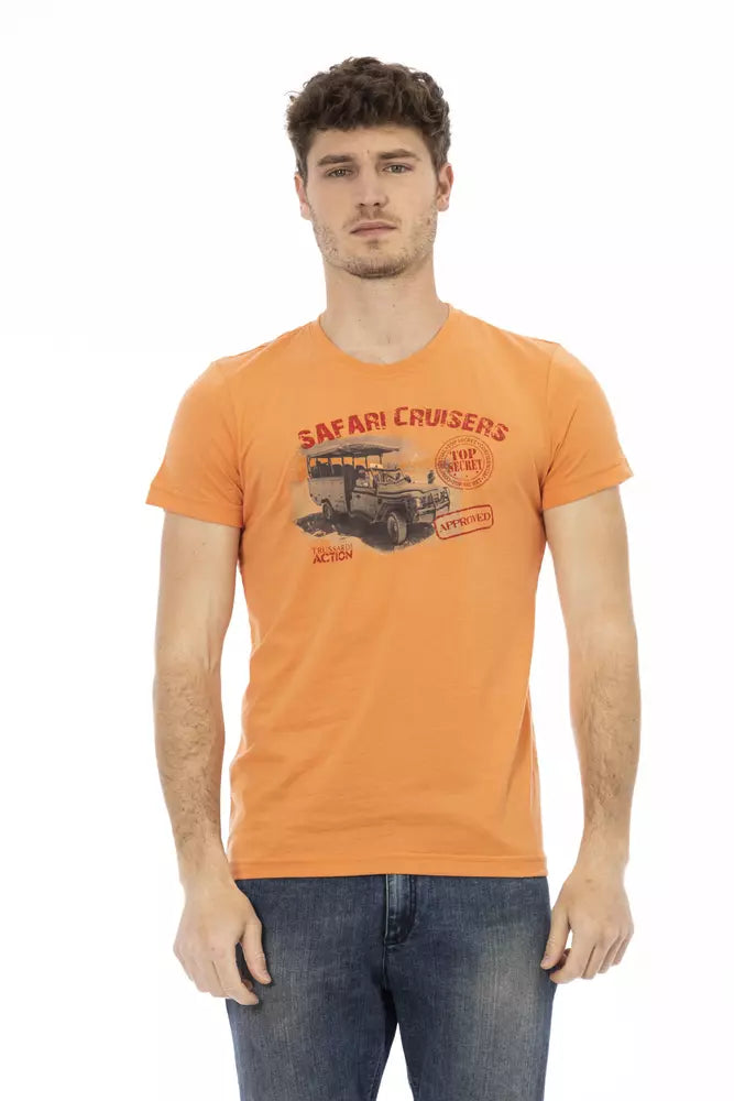 Trussardi Action Orange Cotton Men T-Shirt - - Trussardi Action.