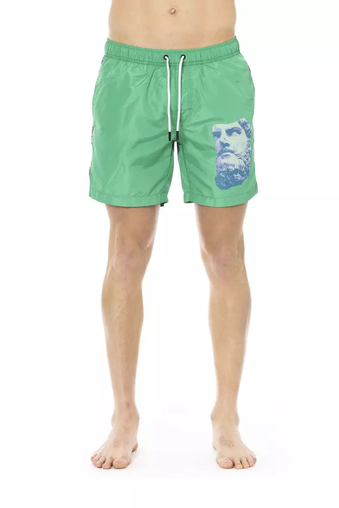 Bikkembergs Green Polyester Men Swim Short -   -  Bikkembergs.