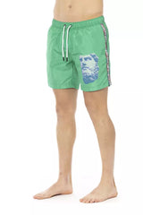 Bikkembergs Green Polyester Men Swim Short -   -  Bikkembergs.
