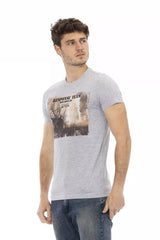 Trussardi Action Gray Cotton Men T-Shirt - - Trussardi Action.