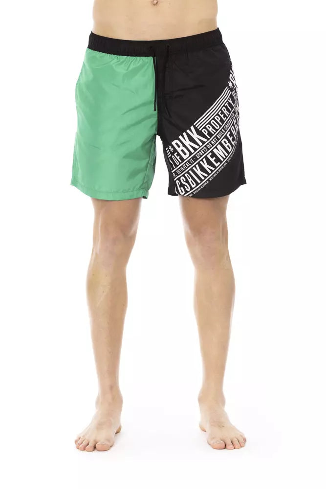 Bikkembergs Green Polyester Men Swim Shorts - - Bikkembergs.