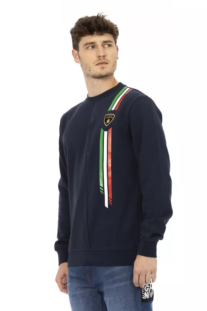 Automobili Lamborghini Blue Cotton Men Sweater with Chest Pocket -   -  Automobili Lamborghini. Automobili Lamborghini Blue Cotton Men Sweater with Chest Pocket -   -  Automobili Lamborghini.