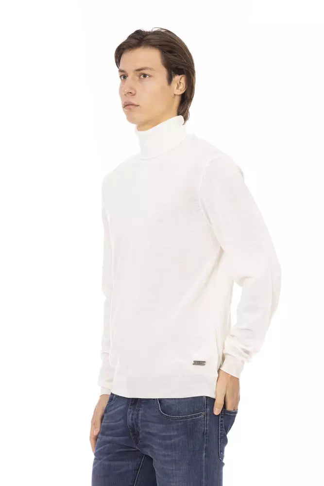 Baldinini Trend White Fabric Men Sweater -   -  Baldinini Trend. Baldinini Trend White Fabric Men Sweater -   -  Baldinini Trend.