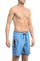 Bikkembergs Light Blue Polyester Men Swim Short -   -  Bikkembergs.