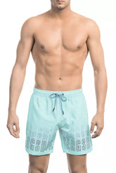 Bikkembergs Light Blue Polyester Men Swim Short -   -  Bikkembergs.