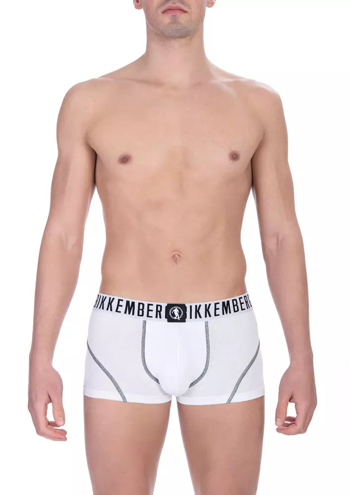 Bikkembergs White Cotton Men's Trunk Underwear Bi-Pack - - Bikkembergs.