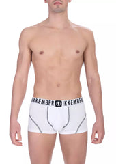 Bikkembergs White Cotton Men's Trunk Underwear Bi-Pack - - Bikkembergs.