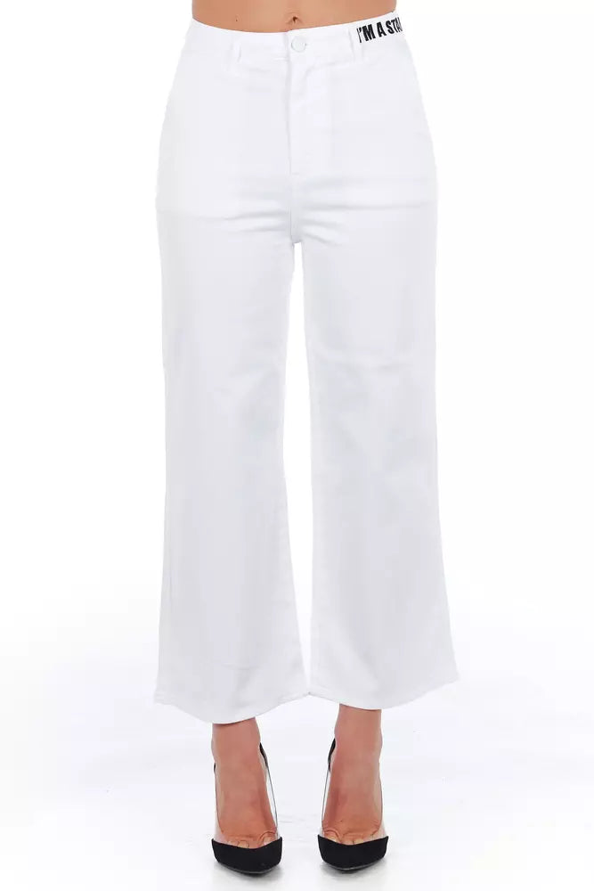 Frankie Morello White Cotton Women Cropped Trouser -   -  Frankie Morello.