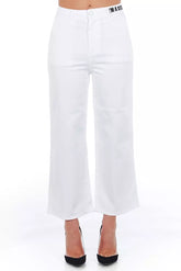 Frankie Morello White Cotton Women Cropped Trouser -   -  Frankie Morello.