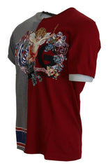 Dolce & Gabbana Red Gray Two Model DG Angel Crewneck  T-shirt -   -  Dolce & Gabbana.