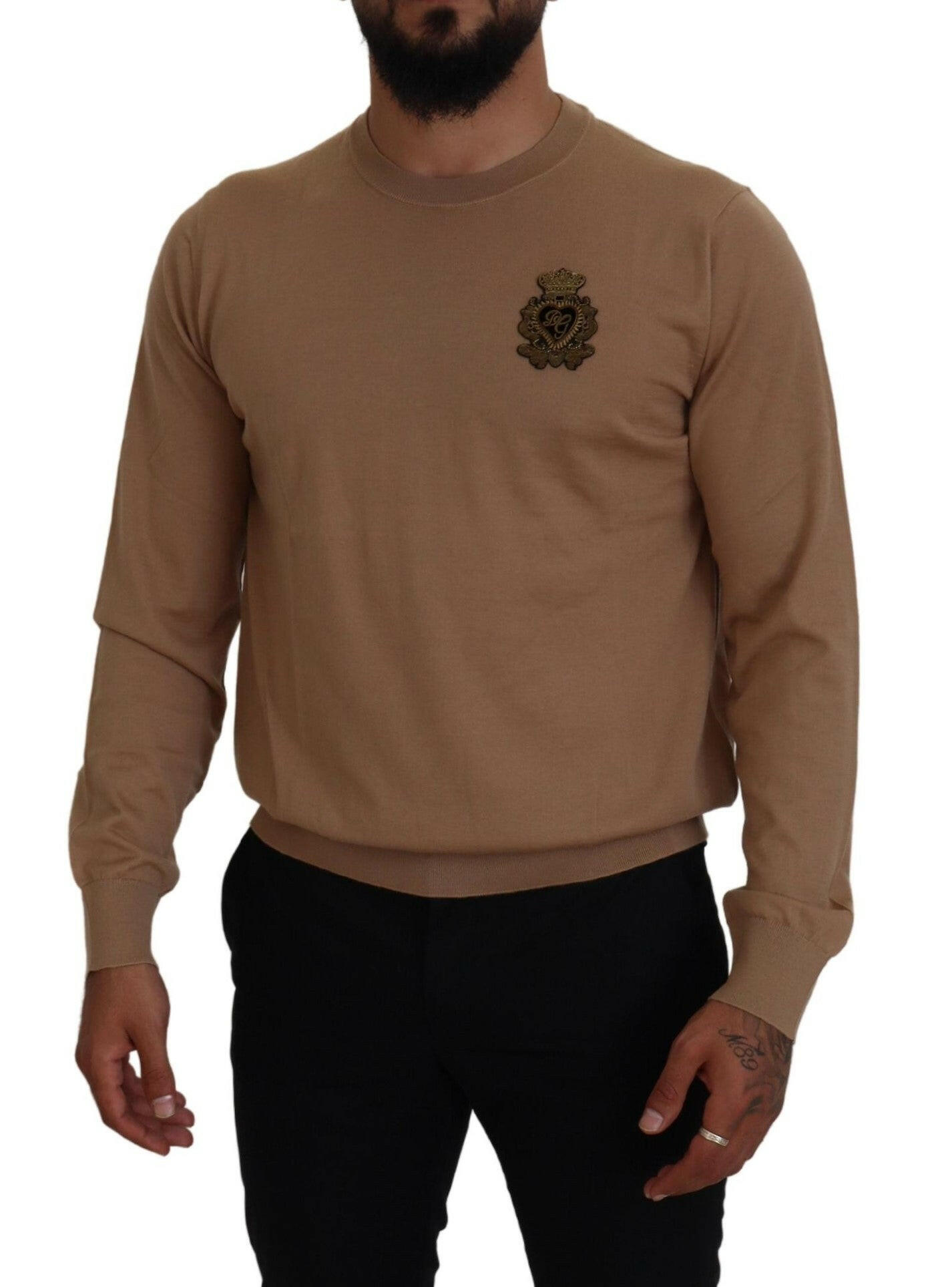 Dolce & Gabbana Beige Cashmere Crown Logo Pullover Sweater -   -  Dolce & Gabbana.