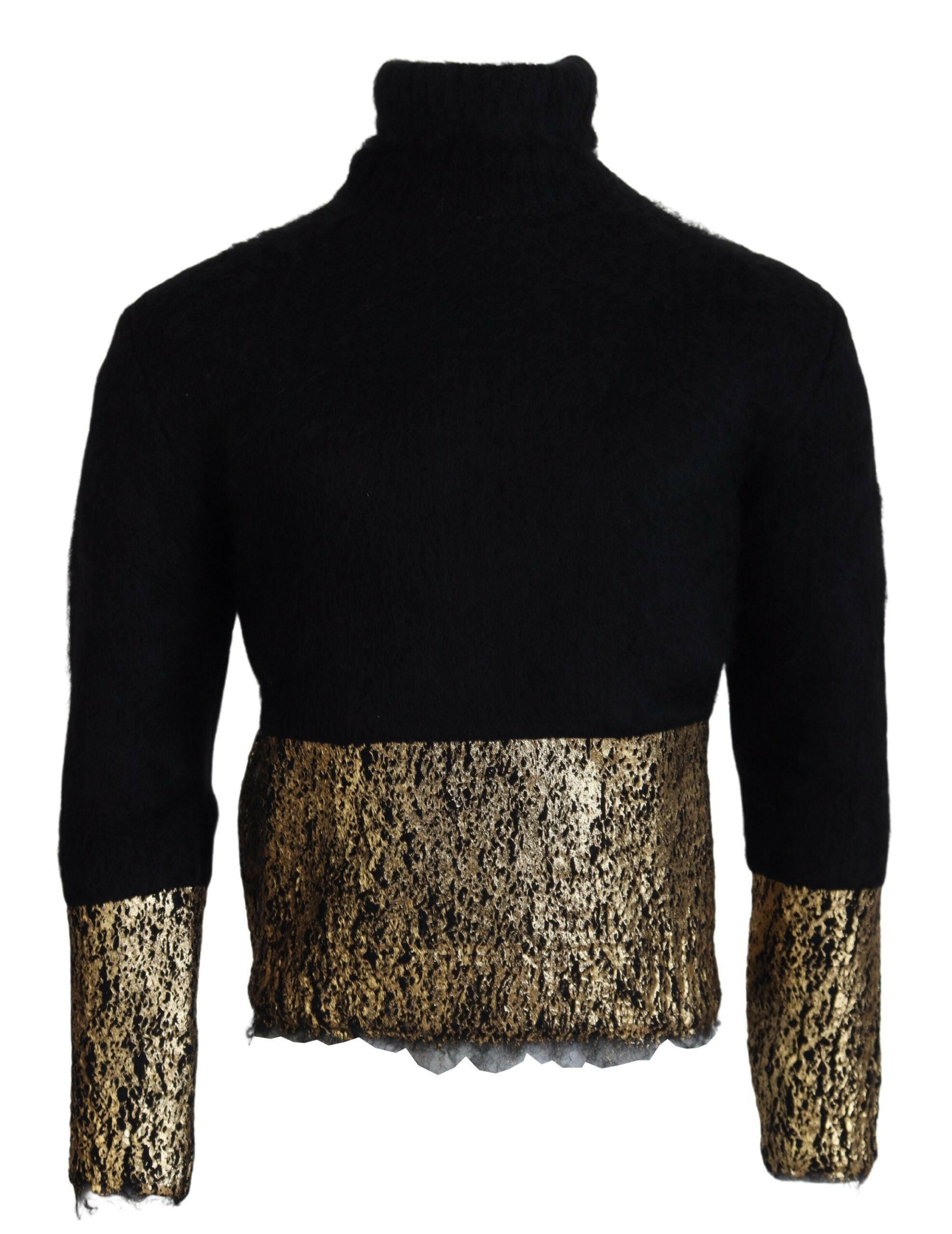Dolce & Gabbana Black Gold Turtleneck Mohair Pullover Mens Sweater -   -  Dolce & Gabbana.