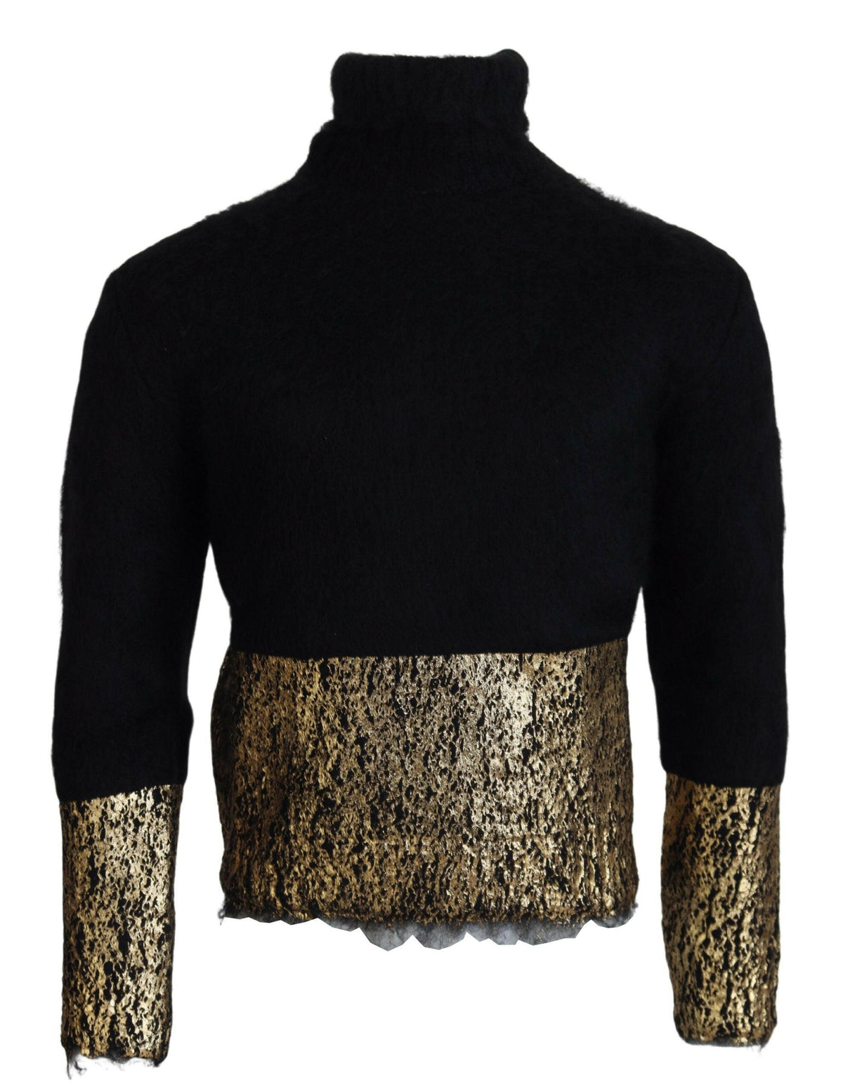 Dolce & Gabbana Black Gold Turtleneck Mohair Pullover Mens Sweater -   -  Dolce & Gabbana.