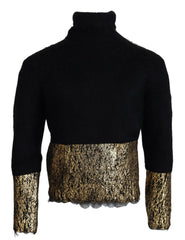 Dolce & Gabbana Black Gold Turtleneck Mohair Pullover Mens Sweater -   -  Dolce & Gabbana.