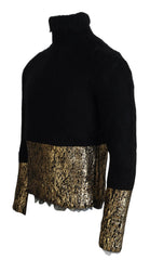 Dolce & Gabbana Black Gold Turtleneck Mohair Pullover Mens Sweater -   -  Dolce & Gabbana.