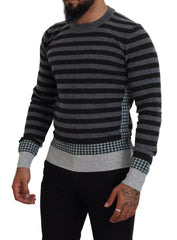 Dolce & Gabbana Black Gray Wool Logo Pullover Sweater -   -  Dolce & Gabbana.