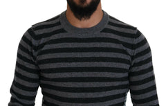 Dolce & Gabbana Black Gray Wool Logo Pullover Sweater -   -  Dolce & Gabbana.