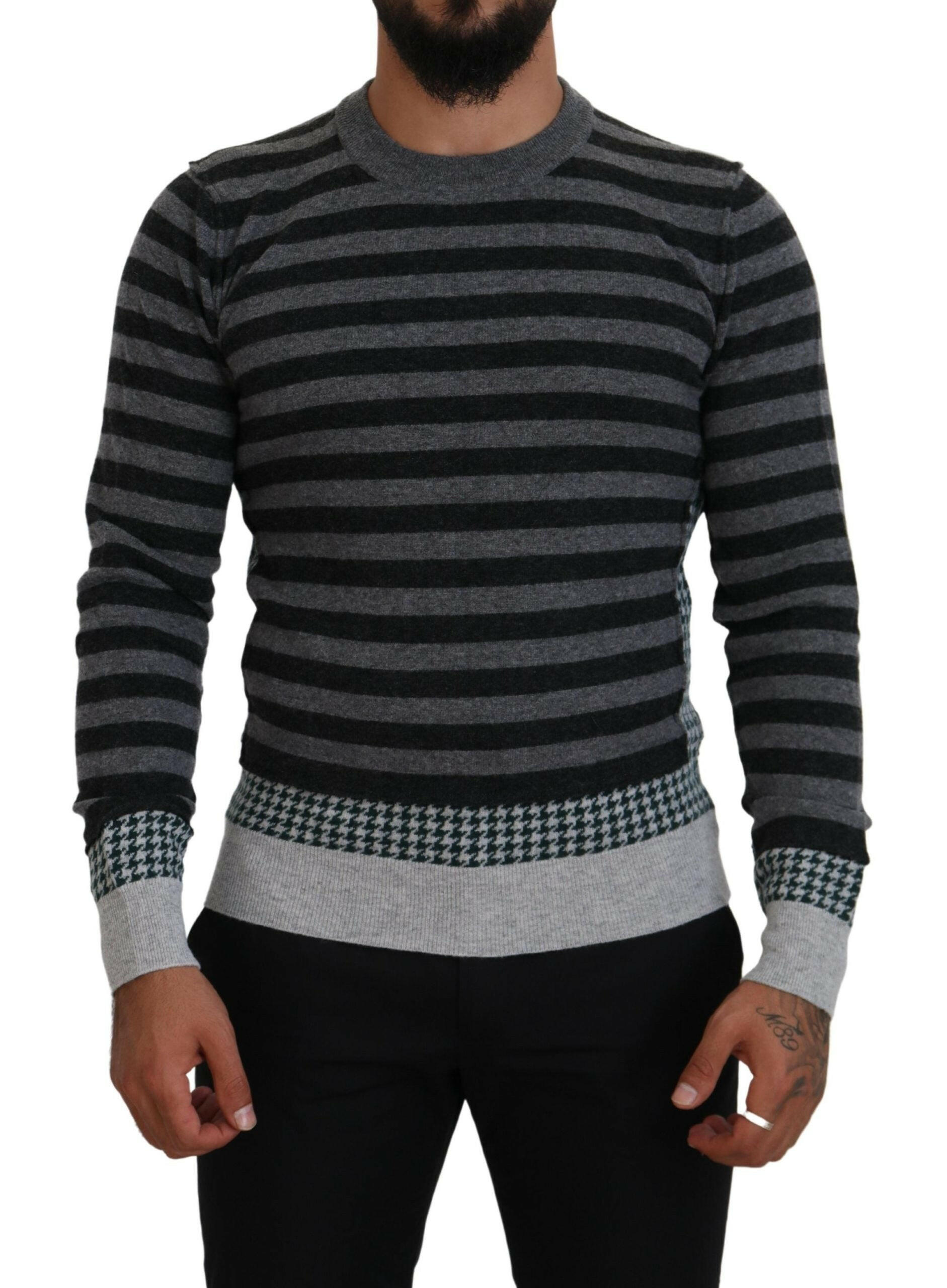 Dolce & Gabbana Black Gray Wool Logo Pullover Sweater -   -  Dolce & Gabbana.