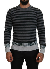 Dolce & Gabbana Black Gray Wool Logo Pullover Sweater -   -  Dolce & Gabbana.