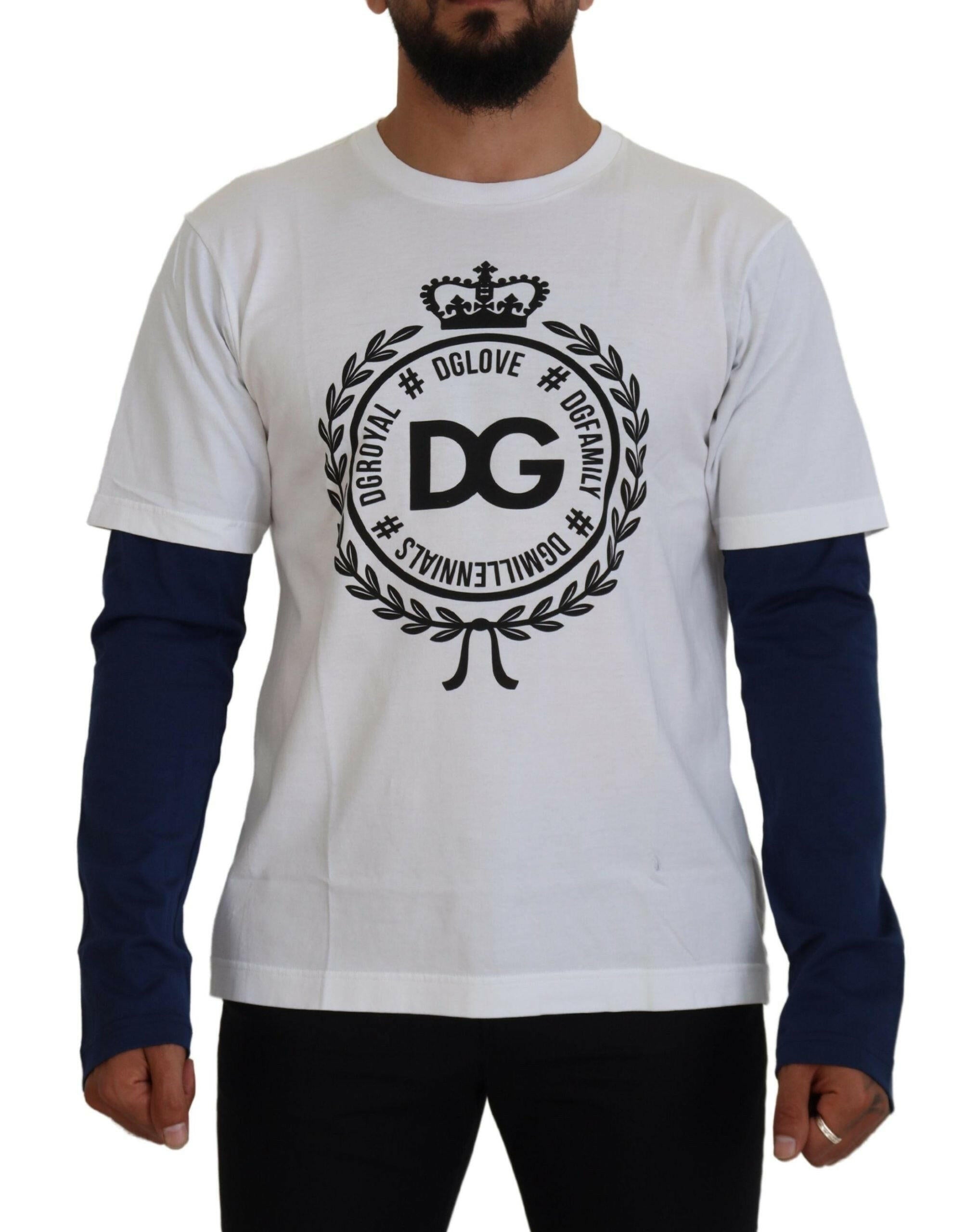 Dolce & Gabbana White Blue DG Crown Pullover Sweater - - Dolce & Gabbana.