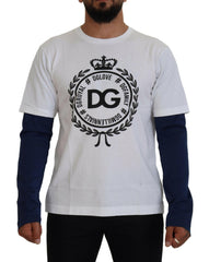 Dolce & Gabbana White Blue DG Crown Pullover Sweater - - Dolce & Gabbana.