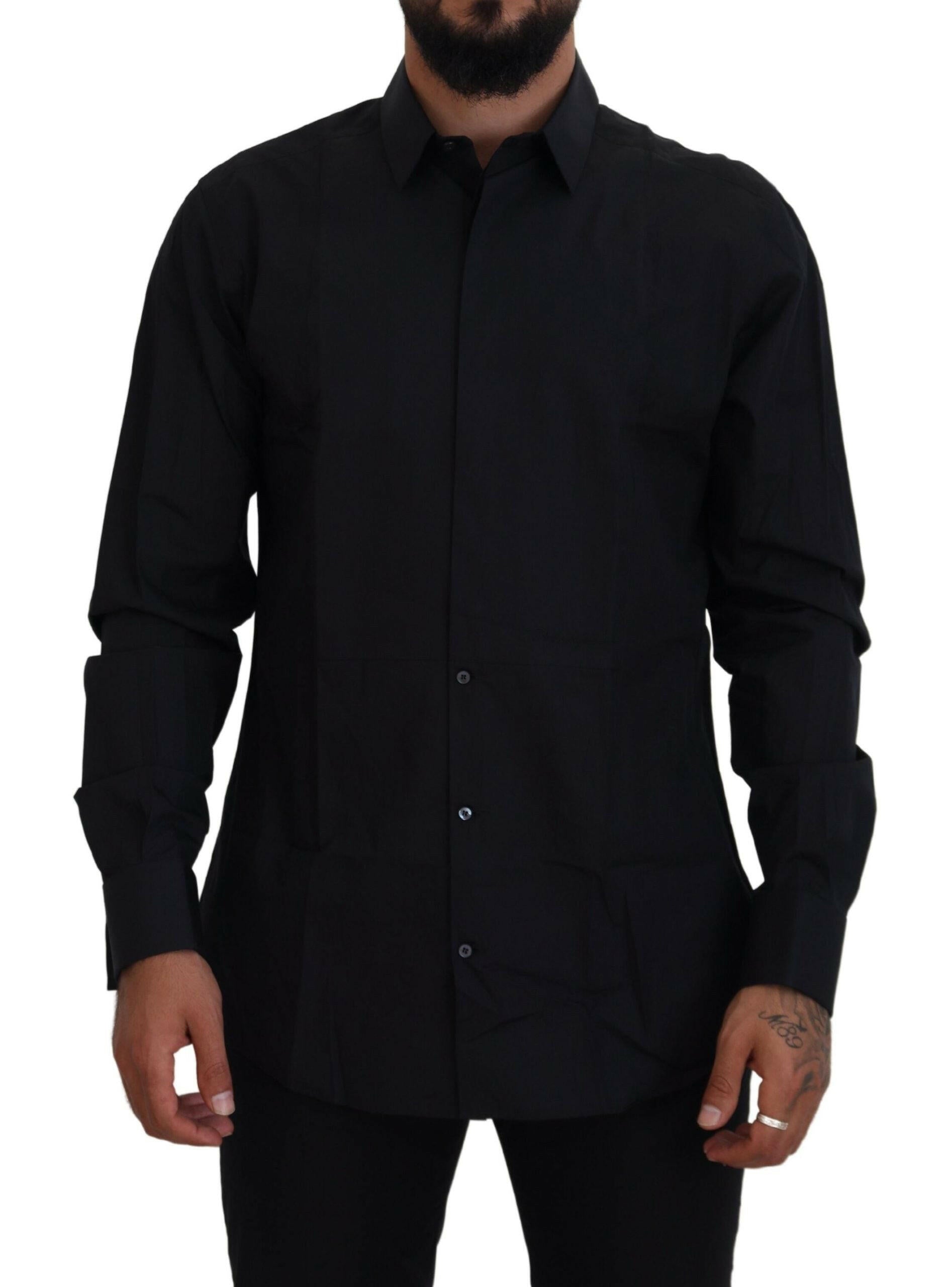 Dolce & Gabbana Black Gold Cotton Slim Fit Dress Mens Shirt -   -  Dolce & Gabbana.