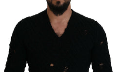 Dolce & Gabbana Black Wool V-neck Knitted Pullover Sweater -   -  Dolce & Gabbana.