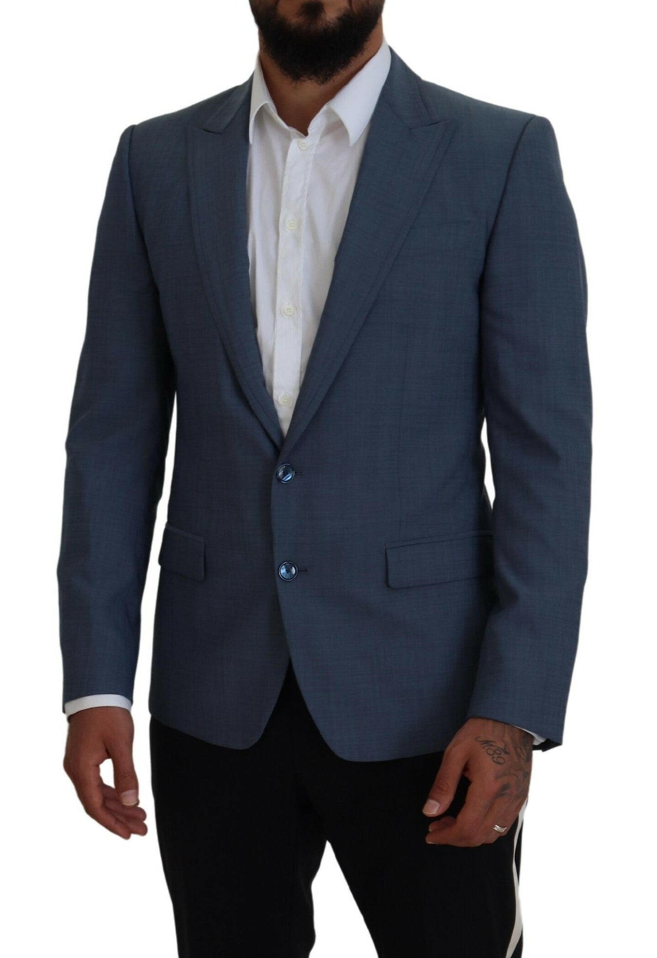 Dolce & Gabbana Blue Wool Stretch Slim Fit Jacket Blazer -   -  Dolce & Gabbana. Dolce & Gabbana Blue Wool Stretch Slim Fit Jacket Blazer -   -  Dolce & Gabbana.