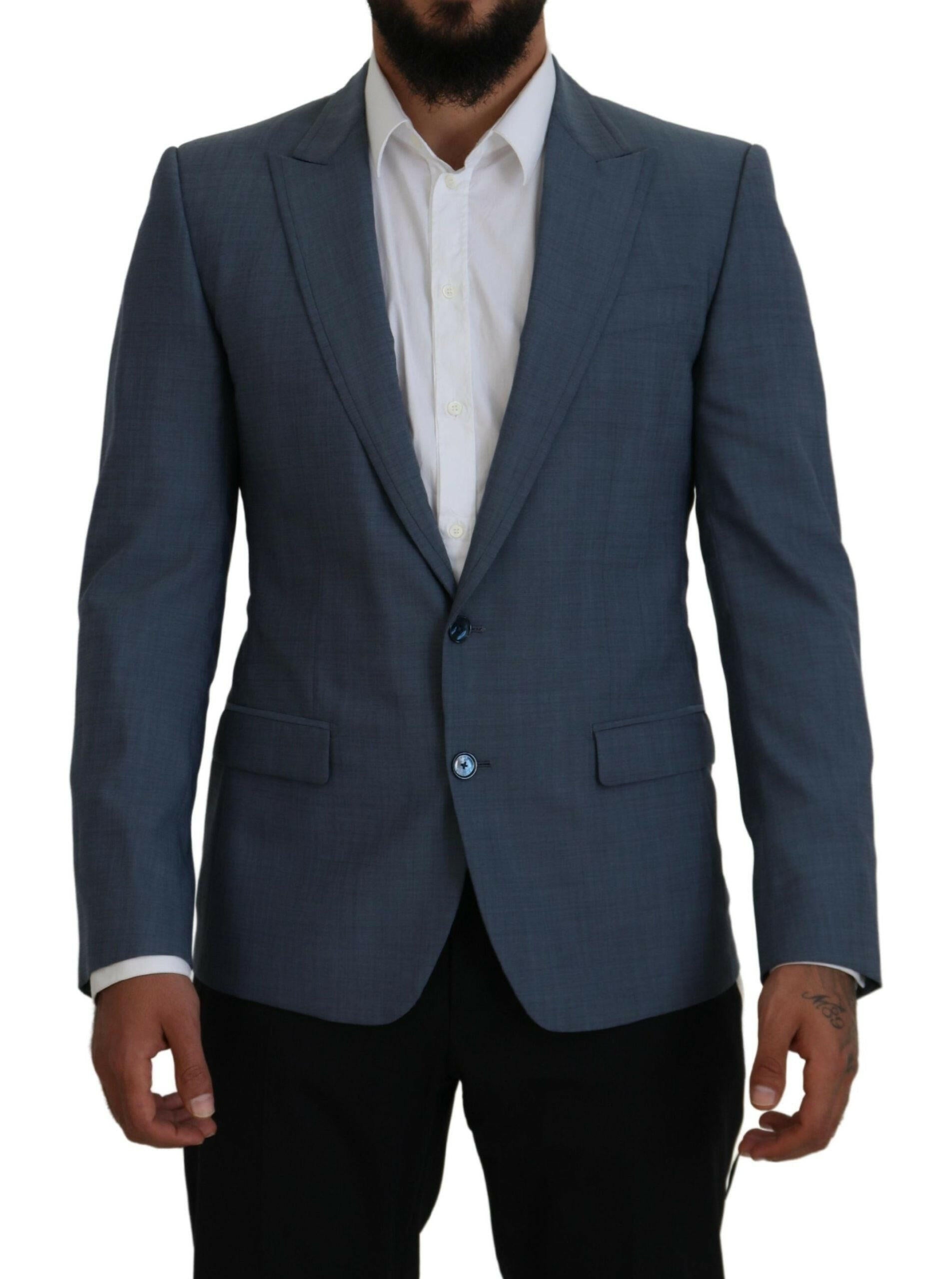 Dolce & Gabbana Blue Wool Stretch Slim Fit Jacket Blazer -   -  Dolce & Gabbana.