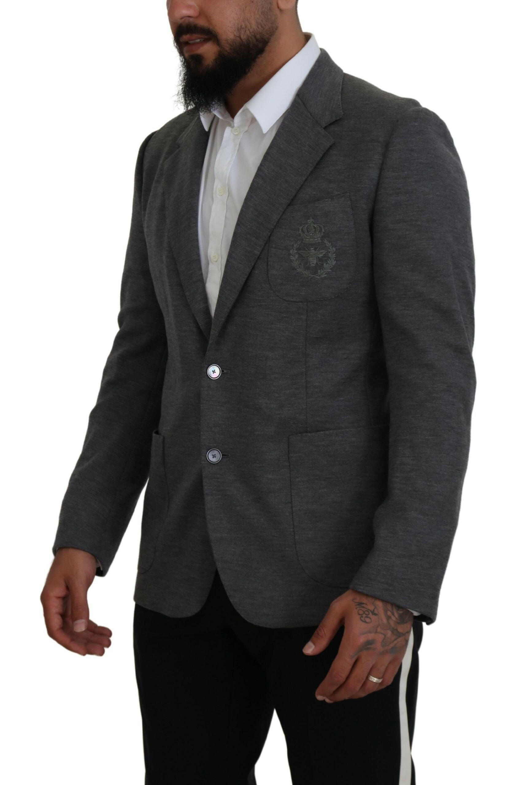 Dolce & Gabbana Gray Wool Stretch Slim Fit Jacket Blazer -   -  Dolce & Gabbana. Dolce & Gabbana Gray Wool Stretch Slim Fit Jacket Blazer -   -  Dolce & Gabbana.