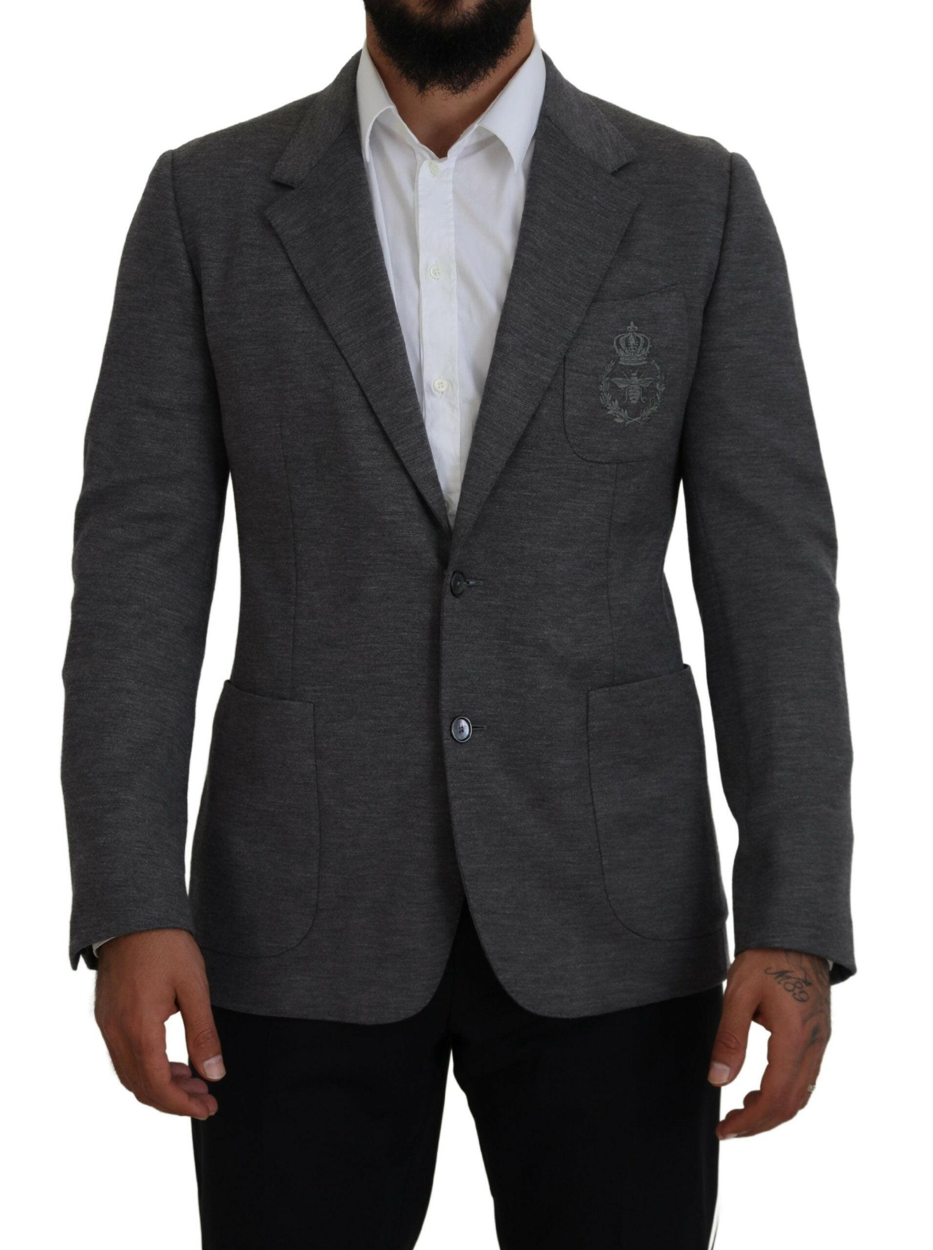 Dolce & Gabbana Gray Wool Stretch Slim Fit Jacket Blazer -   -  Dolce & Gabbana.