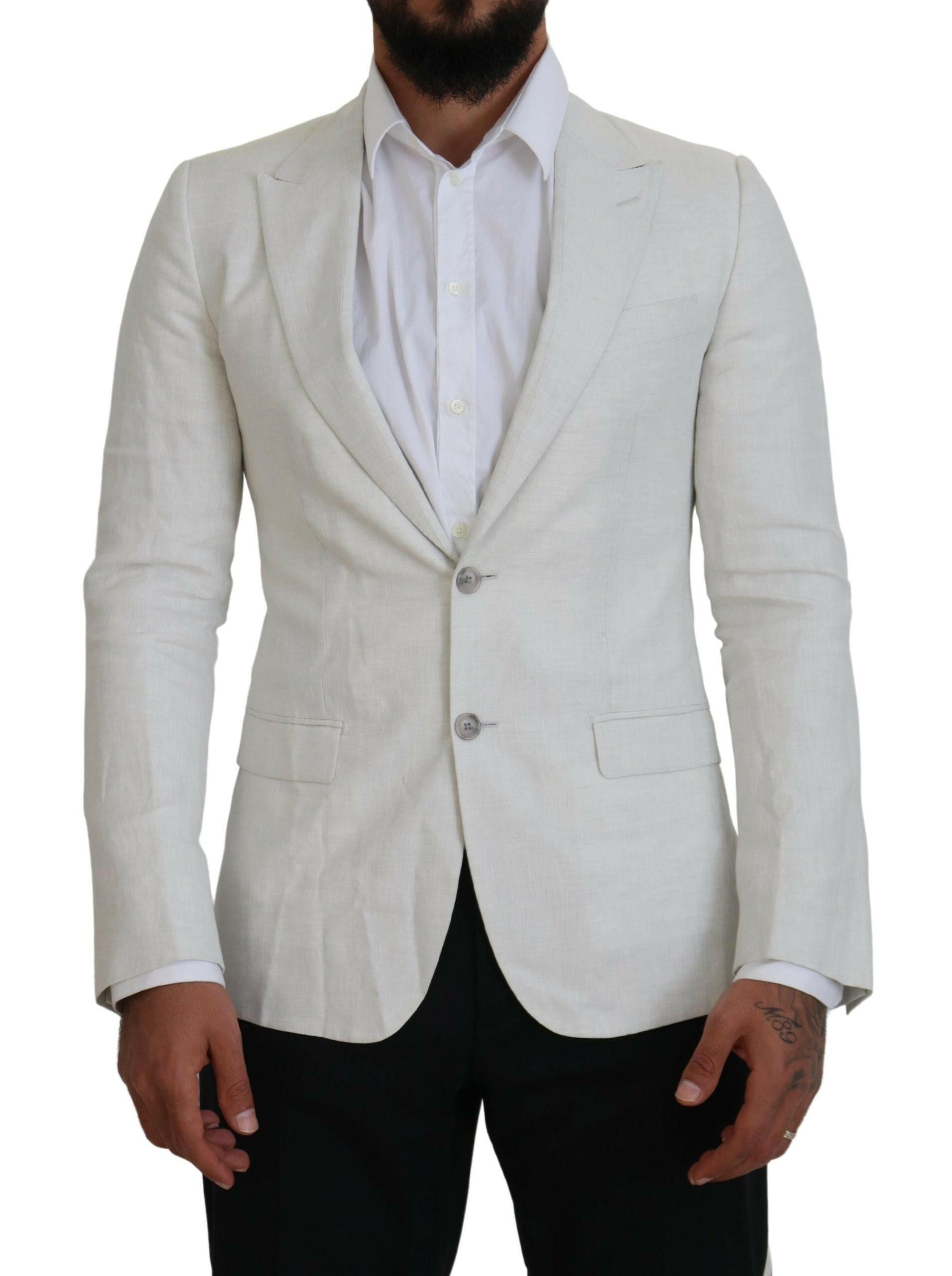 Dolce & Gabbana White Linen Slim Fit Jacket Blazer -   -  Dolce & Gabbana.