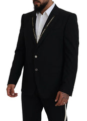 Dolce & Gabbana Black Wool Stretch Slim Fit Jacket Blazer -   -  Dolce & Gabbana.
