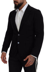 Dolce & Gabbana Black Wool Crown Slim Fit Jacket Blazer -   -  Dolce & Gabbana.