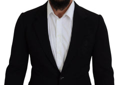 Dolce & Gabbana Black Wool Crown Slim Fit Jacket Blazer -   -  Dolce & Gabbana.