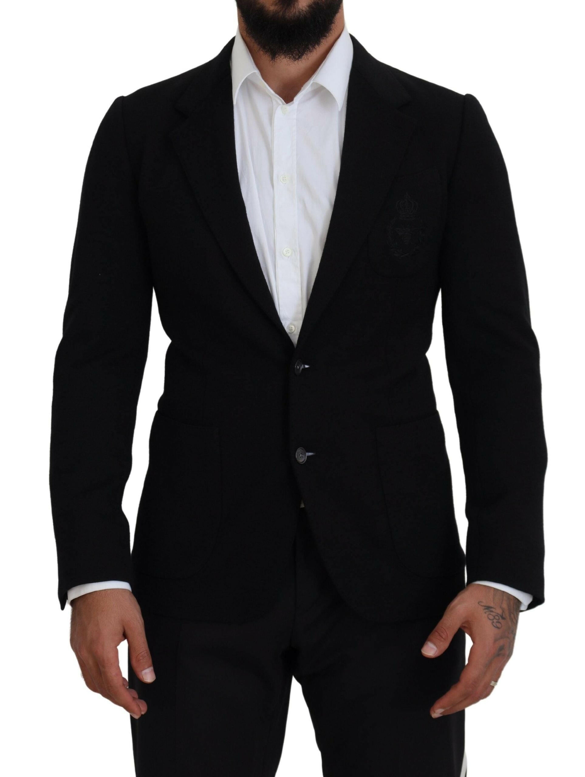 Dolce & Gabbana Black Wool Crown Slim Fit Jacket Blazer -   -  Dolce & Gabbana.