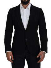 Dolce & Gabbana Black Wool Crown Slim Fit Jacket Blazer -   -  Dolce & Gabbana.